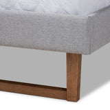 Baxton Studio Sofia Mid-Century Modern Light Grey Fabric Upholstered and Ash Walnut Finished Wood Queen Size Platform Bed