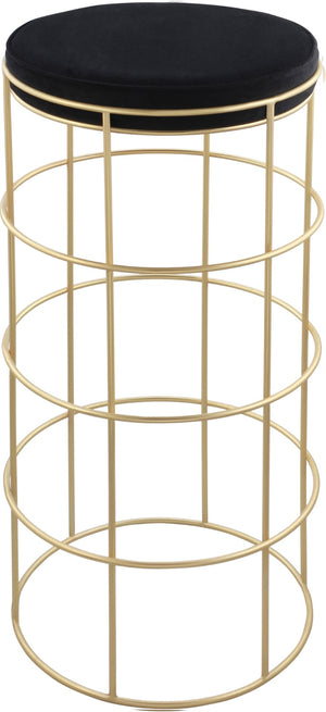 Rebar Velvet / Engineered Wood / Steel / Foam Contemporary Black Velvet Bar Stool - 14" W x 14" D x 30.5" H