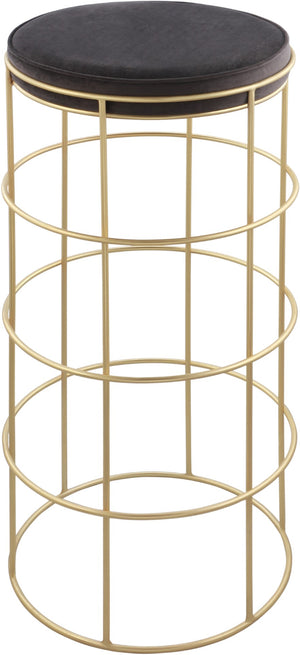 Rebar Velvet / Engineered Wood / Steel / Foam Contemporary Grey Velvet Bar Stool - 14" W x 14" D x 30.5" H