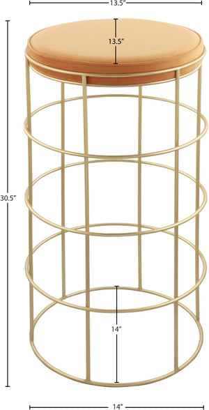 Rebar Velvet / Mango Wood / Steel / Foam Contemporary Mango Velvet Bar Stool - 14" W x 14" D x 30.5" H