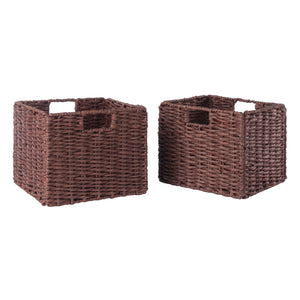 Winsome Wood Tessa 2-Piece Woven Rope Basket Set, Foldable, Walnut 94211-WINSOMEWOOD