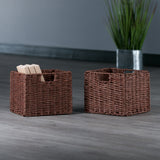 Winsome Wood Tessa 2-Piece Woven Rope Basket Set, Foldable, Walnut 94211-WINSOMEWOOD