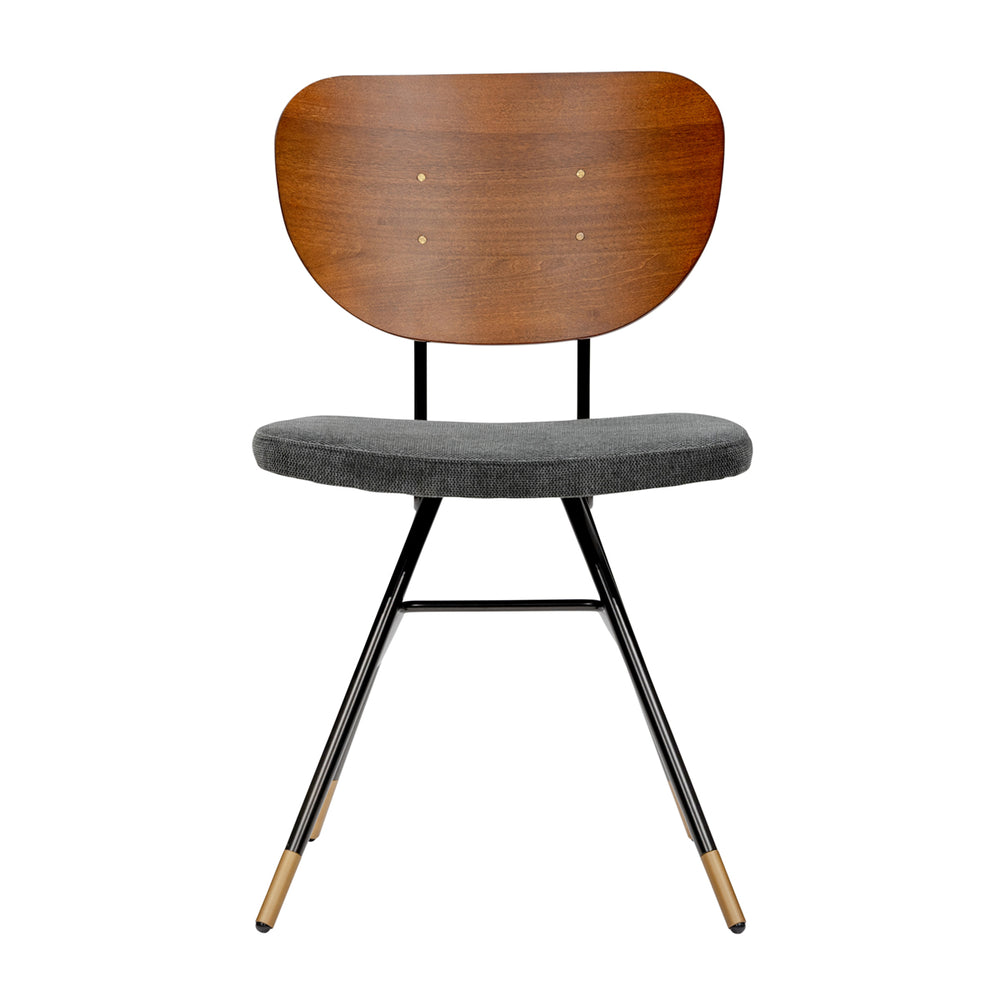 Miriam Side Chair in Natural and Gray Fabric with Black Metal Legs