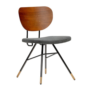 Miriam Side Chair in Natural and Gray Fabric with Black Metal Legs