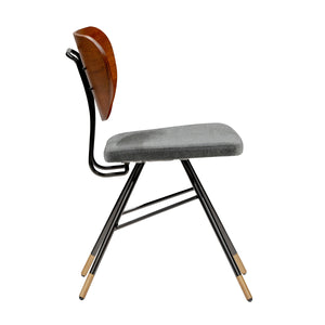 Miriam Side Chair in Natural and Gray Fabric with Black Metal Legs