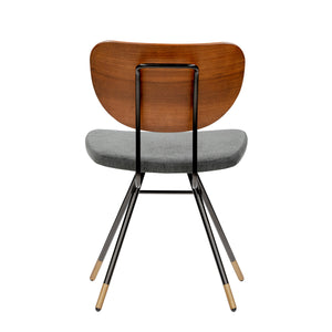 Miriam Side Chair in Natural and Gray Fabric with Black Metal Legs