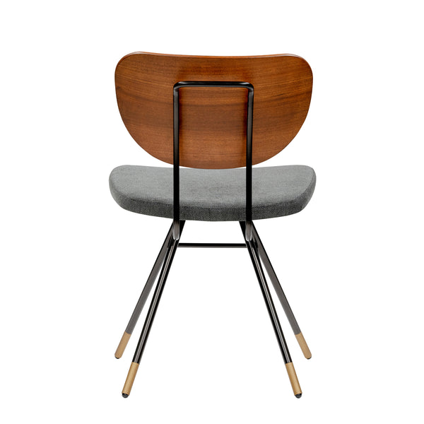 Miriam Side Chair in Natural and Gray Fabric with Black Metal Legs