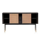 Miriam 59" Sideboard in Black with Natural Wicker