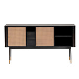 Miriam 59" Sideboard in Black with Natural Wicker