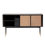 Miriam 59" Sideboard in Black with Natural Wicker