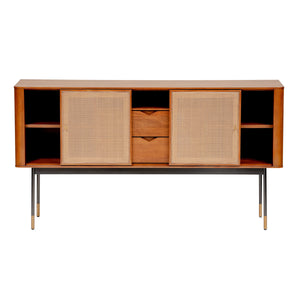 Miriam 59" Sideboard in Brown with Natural Wicker