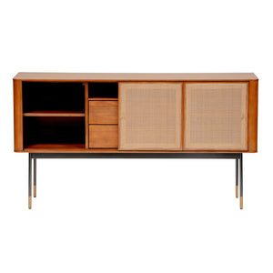 Miriam 59" Sideboard in Brown with Natural Wicker