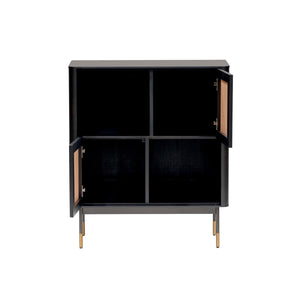 Miriam 33" Cabinet in Black with Natural Wicker