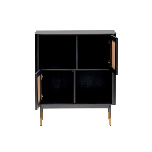 Miriam 33" Cabinet in Black with Natural Wicker