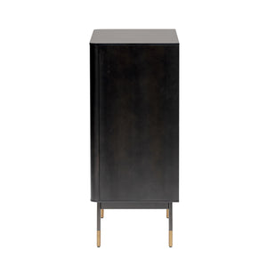 Miriam 33" Cabinet in Black with Natural Wicker