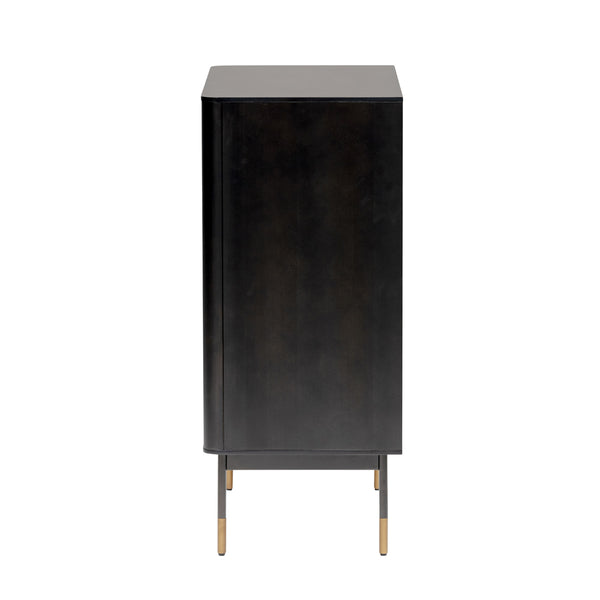 Miriam 33" Cabinet in Black with Natural Wicker