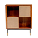 Miriam 33" Cabinet in Brown with Natural Wicker