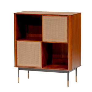 Miriam 33" Cabinet in Brown with Natural Wicker
