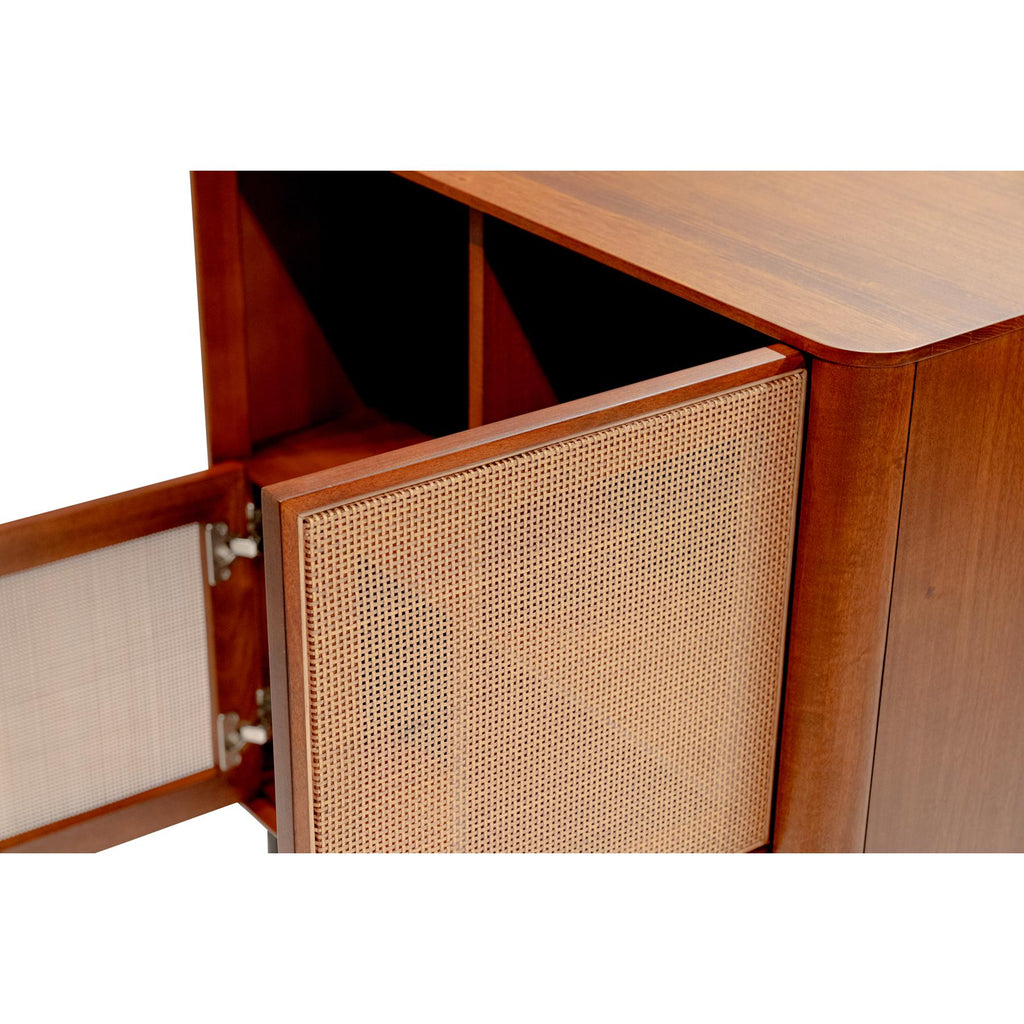 Miriam 33" Cabinet in Brown with Natural Wicker