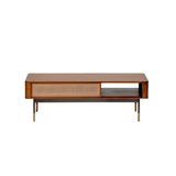 Miriam 47" Coffee Table in Brown with Natural Wicker