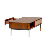 Miriam 47" Coffee Table in Brown with Natural Wicker