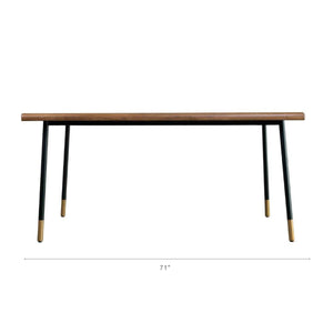 Miriam 71" Dining Table in Brown with Black Legs