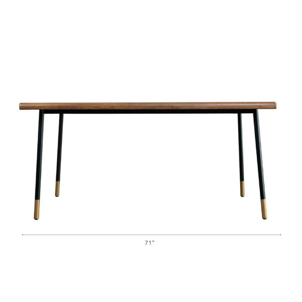 Miriam 71" Dining Table in Brown with Black Legs