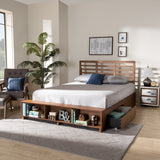 Milana Modern Transitional Ash Walnut Brown Finished Wood 4-Drawer King Size Platform Storage Bed