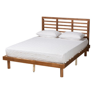 Baxton Studio Lucine Mid-Century Modern Ash Walnut Finished Wood Queen Size Platform Bed