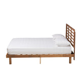 Baxton Studio Lucine Mid-Century Modern Ash Walnut Finished Wood Queen Size Platform Bed