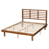 Baxton Studio Lucine Mid-Century Modern Ash Walnut Finished Wood Queen Size Platform Bed