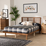 Baxton Studio Lucine Mid-Century Modern Ash Walnut Finished Wood Queen Size Platform Bed