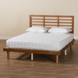 Baxton Studio Lucine Mid-Century Modern Ash Walnut Finished Wood Queen Size Platform Bed