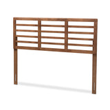 Salome Mid-Century Modern Walnut Brown Finished Wood King Size Open Slat Headboard