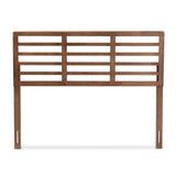 Baxton Studio Salome Mid-Century Modern Walnut Brown Finished Wood Queen Size Open Slat Headboard