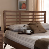 Baxton Studio Salome Mid-Century Modern Walnut Brown Finished Wood Queen Size Open Slat Headboard