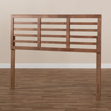 Baxton Studio Salome Mid-Century Modern Walnut Brown Finished Wood Queen Size Open Slat Headboard