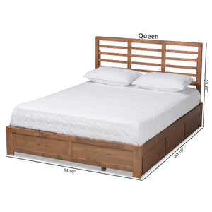 Baxton Studio Piera Modern and Contemporary Transitional Ash Walnut Brown Finished Wood King Size 3-Drawer Platform Storage Bed
