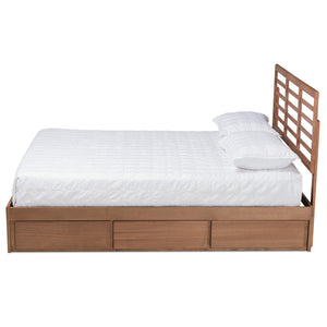Baxton Studio Piera Modern and Contemporary Transitional Ash Walnut Brown Finished Wood King Size 3-Drawer Platform Storage Bed