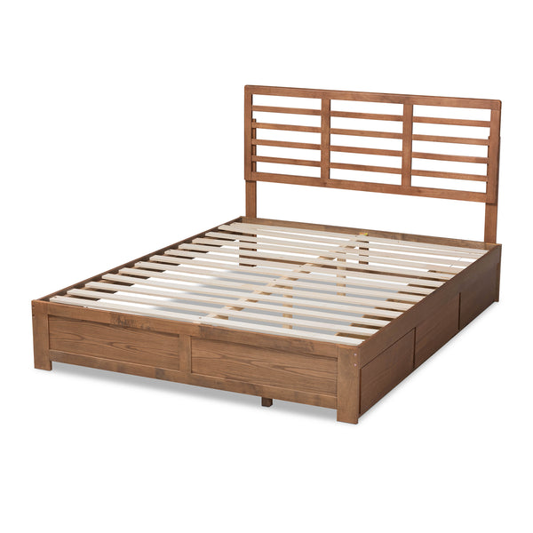 Baxton Studio Piera Modern and Contemporary Transitional Ash Walnut Brown Finished Wood King Size 3-Drawer Platform Storage Bed