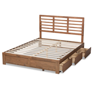 Baxton Studio Piera Modern and Contemporary Transitional Ash Walnut Brown Finished Wood King Size 3-Drawer Platform Storage Bed