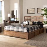 Baxton Studio Piera Modern and Contemporary Transitional Ash Walnut Brown Finished Wood King Size 3-Drawer Platform Storage Bed