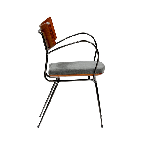 Gensvig Armchair in Dark Gray Fabric and Black Legs - Set of 2