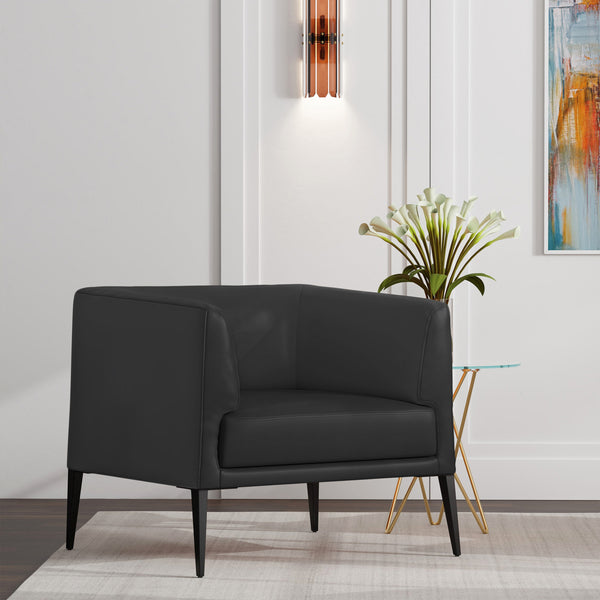 Matias Lounge Chair in Black with Matte Black Legs