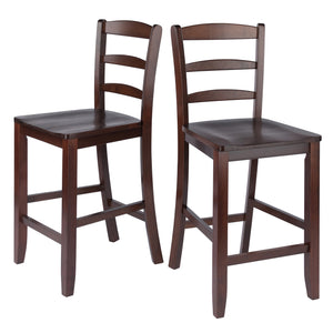 Winsome Wood Benjamin Ladder-back Counter Stools, 2-Piece Set, Walnut 94244-WINSOMEWOOD