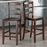 Winsome Wood Benjamin Ladder-back Counter Stools, 2-Piece Set, Walnut 94244-WINSOMEWOOD