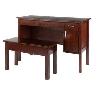 Winsome Wood Emmett 2-Piece Desk Set w/ Bench, Walnut 94248-WINSOMEWOOD