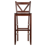 Winsome Wood Victor V-back Bar Stools, 2-Piece Set, Walnut 94259-WINSOMEWOOD