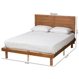 Baxton Studio Daina Mid-Century Modern Ash Walnut Finished Wood Queen Size Platform Bed