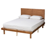 Daina Mid-Century Modern Ash Walnut Finished Wood Platform Bed